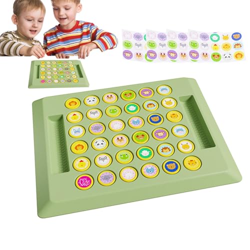 Tier-Flip-Schach für zwei Spieler,Tier-Flip-Schach,Cartoon-Tier-Flip-Kartenspiel Reisen mit Aufklebern - Klassisches Battle-Brettspiel, pädagogisches, interaktives Familienschachspiel für Kinder und J von Generisch