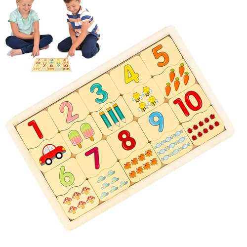 Generisch Tier-Matching-Spiel, Zahlen-Matching-Spielzeug | Passende Zahlenpuzzles aus Holz | Tragbares Puzzle-Spielzeug für Kinder, Früherziehungsspielzeug für Feinmotorik von Generisch