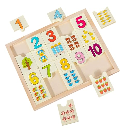 Tieranpassungsbrett, Number Puzzle Board | Lernen Sie Zahlen Kindergärtner Game Counting Rätsel,Interaktive -Lernspiele, Holzmathematikspielzeug für Mädchen von Generisch