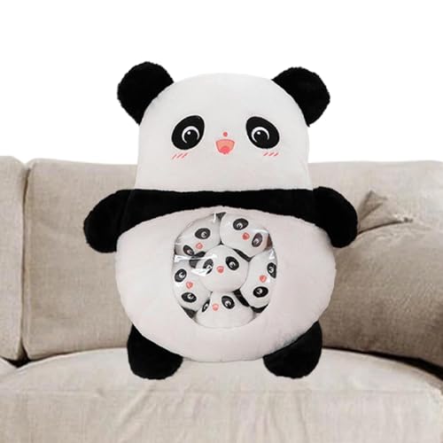 Tierkissen Mit Tasche Für Snacks, 50cm Dinosaurier Panda Plüschkissen Mit 6 Niedlichen Kleinen Tierplüsch, Kissen, Das Getränke Und Snacks Hält, Tier Wurfkissen Puppen Für Bett, Sofa, Nap-Kissen von Generisch