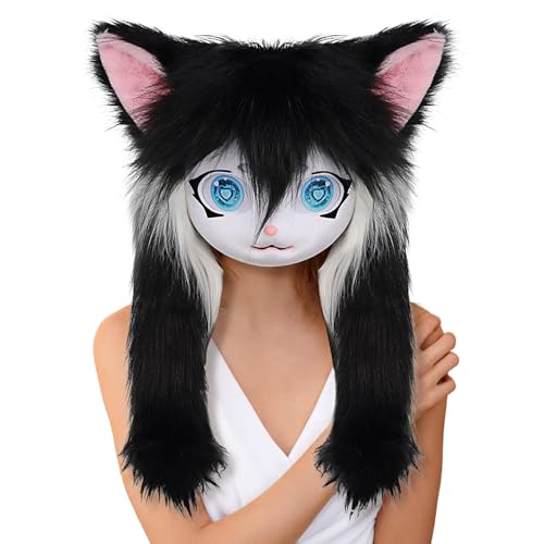 Tierköpfe | Große Augen Langhaar Tier Kopfbedeckung - Realistisches Kostüm Zubehör Cosplay Requisiten für Theateraufführung Halloween Party Maskerade Anime Convention Tierköpfe | Große Augen Langhaar Tier Kopfbedeckung - Realistisches Kostüm Zubehör Cosplay Requisiten für Theateraufführung Halloween Party Maskerade Anime Convention von Generisch