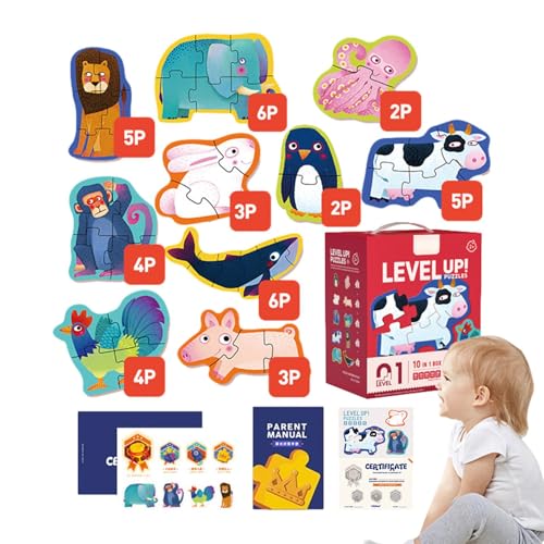 Tierpuzzles für Kinder, Kinderpuzzlespielzeug mit Tiermustern, Puzzlespielzeug mit Bauernhoftiermustern, Lernspielzeug für Kinder im Vorschulalter, Steckpuzzles für Kinder, Kleinkinder, Mädchen und von Generisch