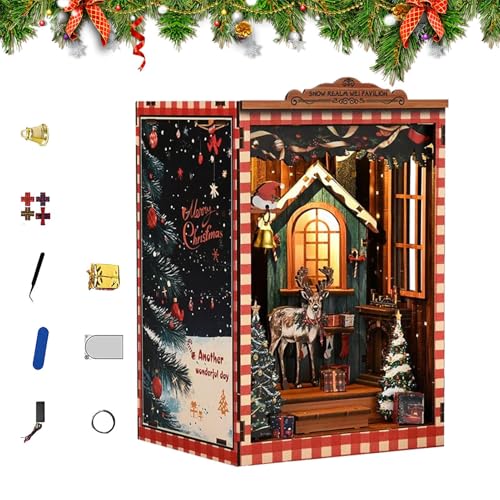 Tiny House Kit,Bücherregal Miniatur Set Weihnachts Puppenhaus - Deko Modellbau Bastelset für Kinder Erwachsene Arbeitszimmer Wohnheim Homeoffice Geschäft Schlafzimmer Tiny House Kit,Bücherregal Miniatur Set Weihnachts Puppenhaus - Deko Modellbau Bastelset für Kinder Erwachsene Arbeitszimmer Wohnheim Homeoffice Geschäft Schlafzimmer von Generisch