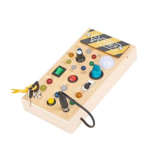 Toddler Activity Board | Interactive Activity Board | Portable Wooden Sensory Board With Battery Power | Multifunctional Early Learning Tool Featuring LED Lights & Buttons | For Kids Engaging Sensory von Generisch