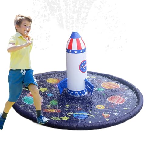 Toddler Splash Pad - Kids Portable Summer Sprinkler Splash Pad - Rutschfester Aufblasbarer Outdoor Sprinkler Raketenschiff Kinder Wassersprinkler für & Mädchen Kinder von Generisch