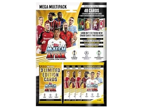 Topps Champions League Match Attax Saison 2024/25 – 1x Mega Multipack mit 49 Sammlerkarten, inkl. 3 Limited Edition Cards von Generisch