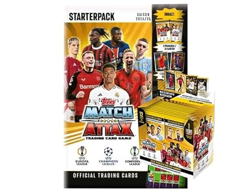 Topps Champions League Match Attax Saison 2024/25 – 1x Starterpack + 1x Display je 24x Booster von Generisch