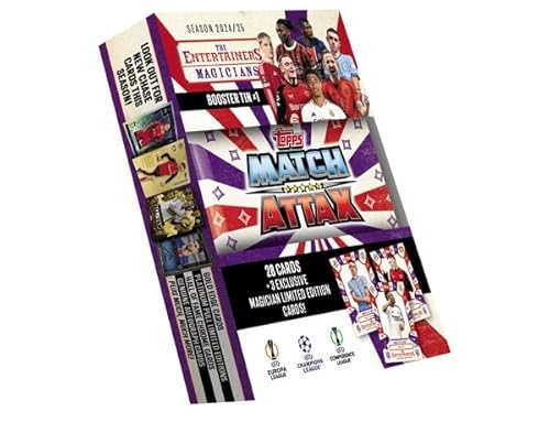 Topps Champions League Match Attax Saison 2024/25 – 1x The Entertainers Booster Tin #1 - Magicians (28 Cards + 3 Exclusive Limited Edition Cards) von Generisch