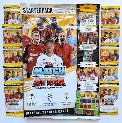 Topps Match Attax Champions League 2024/2025 Trading Cards - Starterpack inklusive Limited Edition + 10 Booster mit je 12 Karten von Generisch