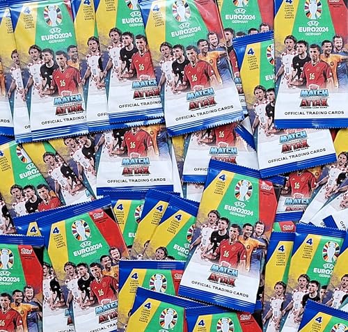 Topps Match Attax Euro 2024-50 Booster Spezialgröße mit je 4 Trading Cards NEU von Generisch