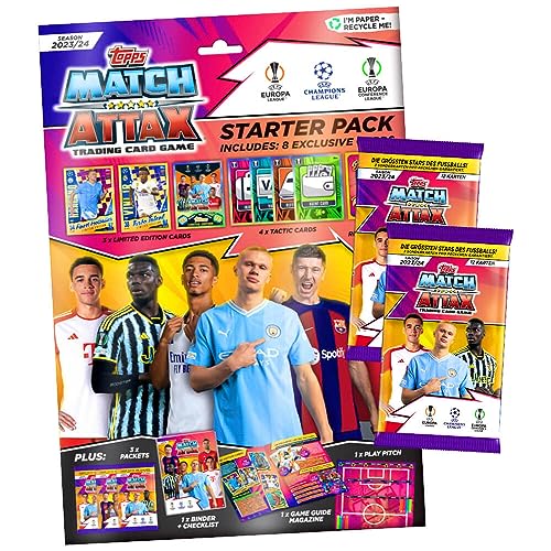 Topps Match Attax Karten Champions League 2023-2024 - Sammelkarten - Auswahl (1 Starter + 2 Booster) von Generisch