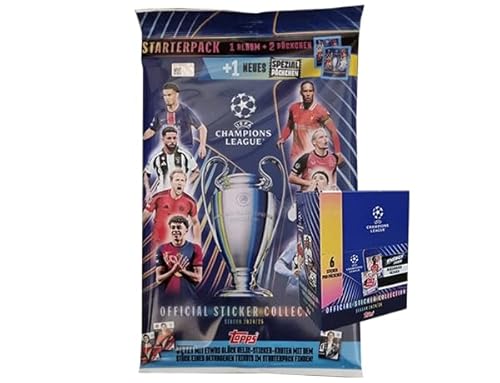 Topps UCL Champions League Sticker 2024/25 / 1x Starterpack + 1x Display je 50x Stickertüten von Generisch