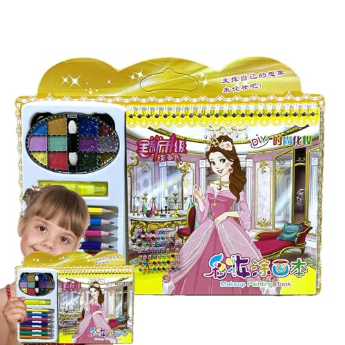 Toy Makeup Set, Makeup Playset, Kids Craft Set, Dress-up Sticker Book, Travel Games for Kids, Art Crafts Activity Art Crafts Activity Kit, Makeup Painting Art Set Dress Up Activity for Home Traveling von Generisch