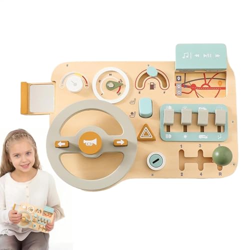 Toy Steering Wheel, Compact Wooden Driving Board, Pretend Play Steering Wheel, Realistic Activity Game, Fun for Boys & Girls, 11.81x7.48 Inches, Natural Wood von Generisch