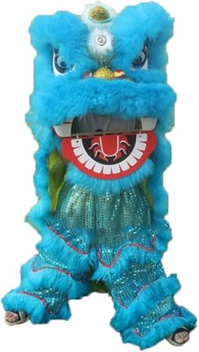 Traditionelles chinesisches Löwen-Tanz-Maskottchen-Kostüm, Löwen-Performance-Requisiten, 35,6 cm, für 5–12 Jahre (Farbe: Hellblau) von Generisch