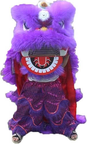 Traditionelles chinesisches Löwen-Tanz-Maskottchen-Kostüm, Löwen-Performance-Requisiten, 35,6 cm, für 5–12 Jahre (Farbe: Violett) von Generisch