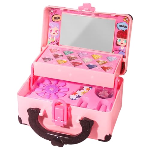 Tragbare Tasche Kinderschminke, Kreative Aktivität Kinder Make-up Set, Spielzeug Kosmetik Set mit sicheren Materialien, Beauty-Tools Kinderschminke Vanity 6,89x5,51x4,13 von Generisch