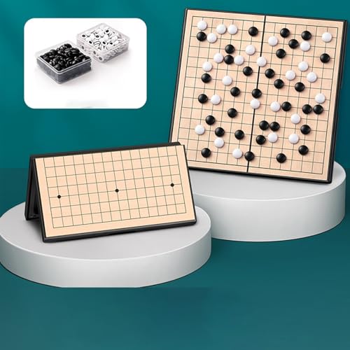 Tragbares, faltbares magnetisches Schach-Set, wasserdicht und feuchtigkeitsbeständig, mit schwarzen und weißen Steinen, inklusive Aufbewahrungsschale, ideal für Anfänger und Reisen (A+1,29 x 29) von Generisch