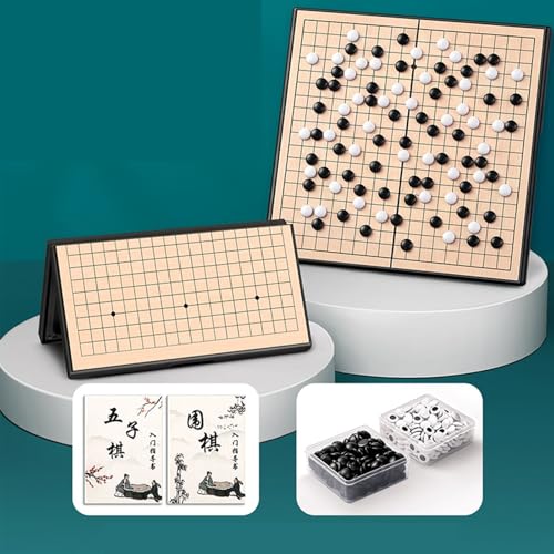 Tragbares, faltbares magnetisches Schach-Set, wasserdicht und feuchtigkeitsbeständig, mit schwarzen und weißen Steinen, inklusive Aufbewahrungsschale, ideal für Anfänger und Reisen (A+2,29 x 29) von Generisch