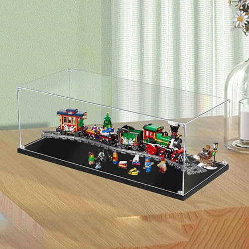 Transparente Acryl Vitrine, passend für die Staubbox der Lego Winter Holiday Train 10254 Bausteinfigur, staubdichte, transparente Acryl Vitrine nach Maß (kein Modell) (3mm) von Generisch