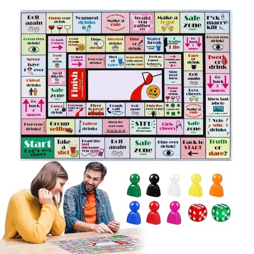 Trinkboard -Tool, Bachelorette -Partyausrüstung, Tipsy Night Games 38x28cm/14.96x11.02 Zoll inklusive und einfach zu Geburtstag, Familienspiel oder irgendeiner Anlässe im Alter von 21 Jahren von Generisch