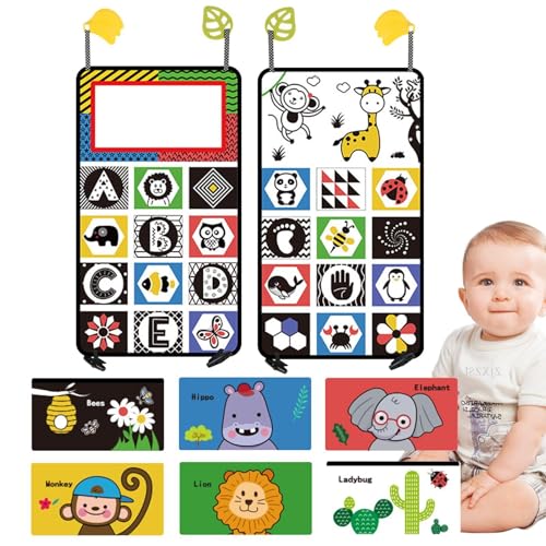 Tummy Time Mirror, Soft Baby Cloth Book, Safe Baby Mirror High Contrast Activity, Educational Teething Accessory, 48.5x26cm, for Neonate, Baby Development, Nursery Fun von Generisch