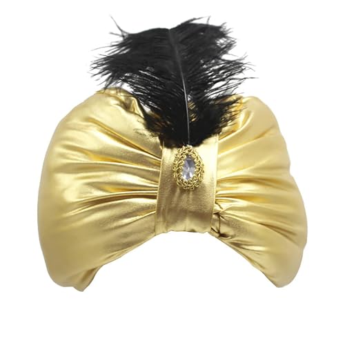 Turban-Hut – langlebige funkelnde Edelsteine Gold Turban Hut | Stoff und Turban verträumter Look Arabischer Hut | Arabische Vintage Kopfbedeckung für Weihnachten Ostern Party und Cosplay von Generisch