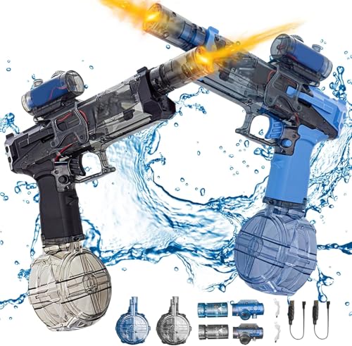 Ultimate Battle Blaster 𝖤𝗅𝖾𝗄𝗍𝗋𝗂𝗌𝖼𝗁𝖾 Wasserpistole Große Reichweite, Automatische Wasserpistole mit Interaktiver 𝖡𝖾𝗅𝖾𝗎𝖼𝗁𝗍𝗎𝗇𝗀, Burst Wasserspritzpistolen (2PCS) von Generisch
