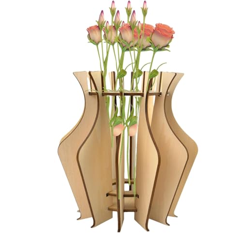 Vasen-Puzzle, 3D-Vasen-Puzzle für Erwachsene,Blumenständer-Bauset | Puzzle-Vase aus Holz für Erwachsene, rustikale Hochzeitsdekoration für Rosen, Sonnenblumen, Tulpen, Narzissen, Lotusstrauß von Generisch