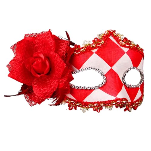 Venezianische Maske Damen Feder mit Blumen Maskenball Maske Lustig Maskerade Masken Glänzend Karnevalsmaske Maske Venezianisch Schwarz Cosplay Masken Erwachsene Ball Hochzeit Karneval von Generisch