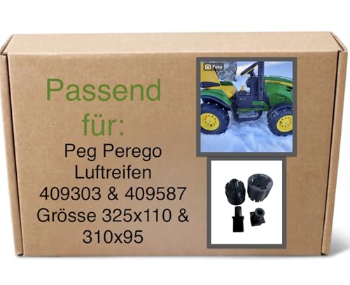 Verstärkte Adapter für Rolly Toys Luftreifen 409303 & 409587 (325x110 & 310x95) auf Peg Perego John Deere Ground Force und Ground Loader von Generisch