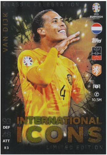 Virgil Van Dijk Classic Celebration Limited Edition Topps Euro 2024 Fußball Sammelkarte II 3 von Generisch