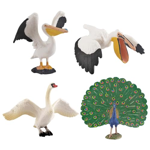 Vogelfiguren Mit Realistischen Texturen, Vogeltierfiguren-Spielzeugset – Pelikane, Schwan, Pfauen-Spielzeugfigur | Waldtiere-Figuren-Spielset Für Lernspielzeug, Kuchenaufsatz Für Heimdekoration von Generisch