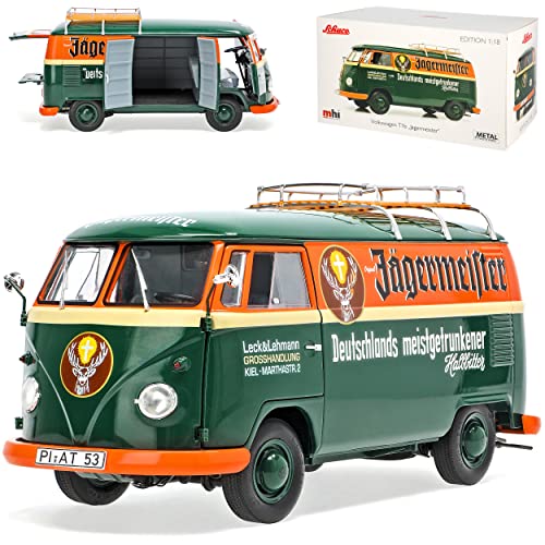 Volkwagen T1 Jaegermeister Grün Orange Transporter 1950-1967 1/18 Schuco Modell Auto von Generisch