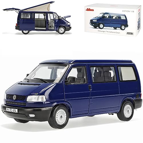 Volkwagen T4 B California Bus Personen Transporter Blau 1990-2003 1/18 Schuco Modell Auto von Generisch