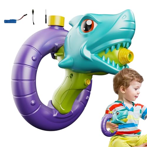 Wasserschützen, Wasserkrümmung Spielzeug - Dinosaurierhai Wasser Squirt Soakers Sprayer - Sommer -Outdoor -Party -Gefälligkeiten, 900 ml Tank, wiederaufladbar, lecker für Kinder Mädchen, Fernsprühen von Generisch