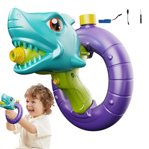 Water Squirt Toy, Wasser -Squirter für Kinder | Elektrischer Dinosaurierhai -Wassersprühgerät | Sommer -Outdoor -Party -Gefälligkeiten, 900 ml Tank, wiederaufladbar, lecker für Kinder Mädchen, Fernspr von Generisch