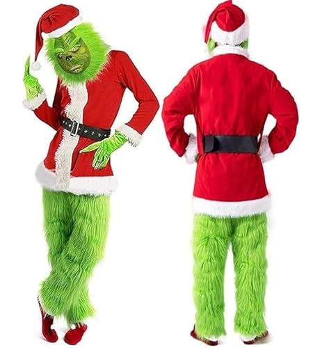 Weihnachten Grün Großes Monster Kostüm Erwachsene Cosplay Kostüm Luxus Weihnachtsmann Anzüge Outfits Weihnachtsrolle-Spielkostüm Grüne Furry Kostüme Set Weihnachten Kostüm Erwachsene Lustiges Kostüm von Generisch