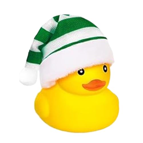 Weihnachten Gummiente Autodekoration - Weihnachts-Gummiente, Weihnachtliche Gummi-Enten-Badespielzeuge, Gelbe Quietscheente Duck Armaturenbrett Ornamente, Süßes Gummientenspielzeug Mit H-ut von Generisch