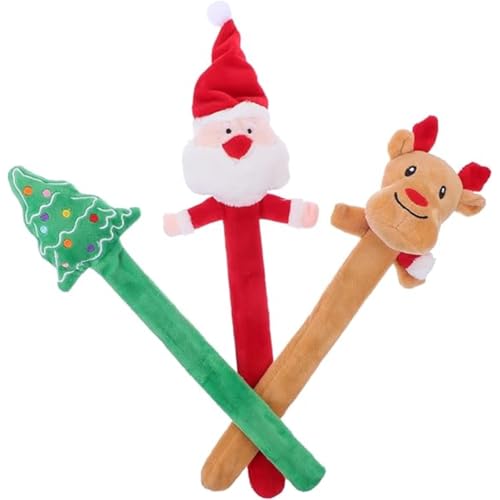 Weihnachtliches Klatscharmband, 3 Stück, niedliches Weihnachts-Plüschtier, Weihnachtsmann, Rentier und Baum, weiches Rassel-Set, perfektes Weihnachtsgeschenk (A) von Generisch