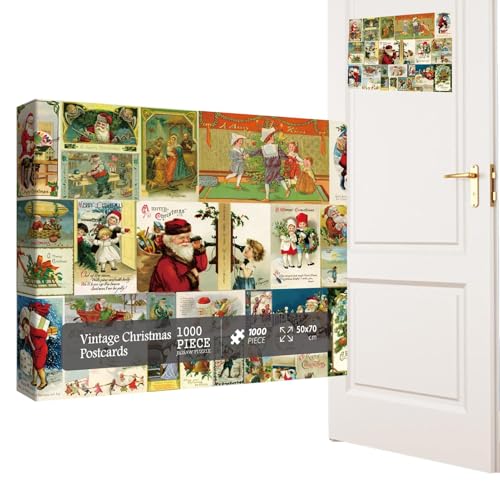 Weihnachts-Adventskalender-Puzzle, Countdown-Kalender-Puzzle-Spielzeug, 1000 Teile Puzzle-Postkarten-Puzzle Countdown-Kalender, Interaktives Eltern-Kind-24-Tage-Spielzeug für Kindergarten und Klassenz von Generisch