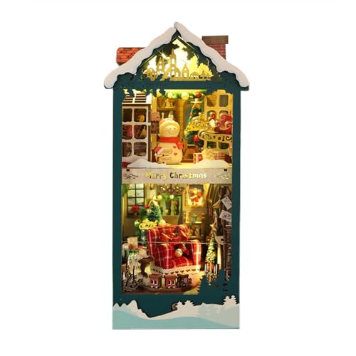 Weihnachts-Buchecke-Set – Miniatur-Weihnachts-Buchecke, Weihnachtshaus-Buchecke, Miniaturhaus-Puppenhaus-Bastelset, Bücherecke-Dekoration, Diorama-Sets für Jugendliche und Erwachsene, Heimdekoration von Generisch