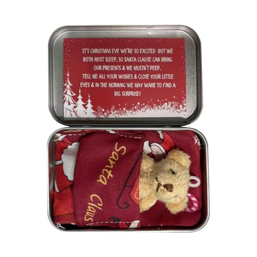 Weihnachtsbär in Einer Dose,Tiny Bear Plüschtier mit Karten und Quilts | Winziger Bär in Box Weihnachten, Stoffbär, Taschenbär-Spielzeug mit Karten und Steppdecken für Babyparty-Geburtstag von Generisch