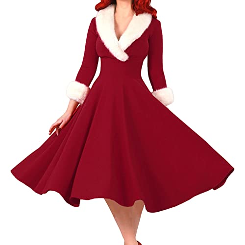 Weihnachtselfen Kostüm Damen Weihnachtsmann Dress Weihnachtselfen Kleid Weihnachtskleid Damen Kostüm Kostüme Weihnachts-Elf Weihnachtsfrau Kleider Rentier High Kostüm Weihnachtskleidung von Generisch