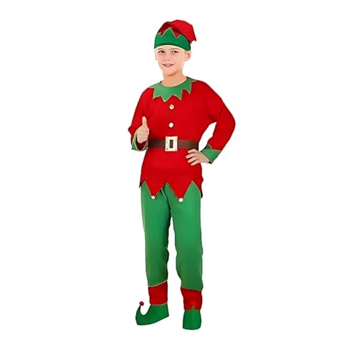 Weihnachtskostüm Kinder Weihnachtsanzug Rot und Grün Farbe Cosplay Kostüm Gotisches Hochzeitskleid Langarm (Red, XL) von Generisch