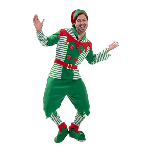 Weihnachtskostüme für Erwachsene, gestreifter Weihnachtsanzug, Cosplay-Kostüm für Herren, atmungsaktives Party-Outfit, Urlaub, Cosplay-Outfit für Erwachsene und Herren von Generisch