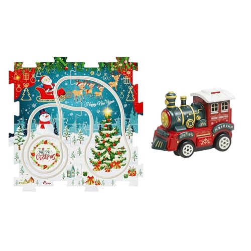 Weihnachtspuzzle verfolgt LKW | Puzzle-Rennstreckenauto-Set | Kinder-Puzzle-Racer | Weihnachts-Puzzlebahn mit Zug – Puzzle-Wagen-Abenteuerspielzeug, pädagogisches Lernspielzeug von Generisch