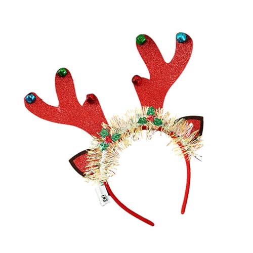 Weihnachtsstirnband, leuchtende Ohren mit Stirnband mit Licht, blinkender Kopfschmuck Tischtennis Reiniger (Red, One Size) von Generisch