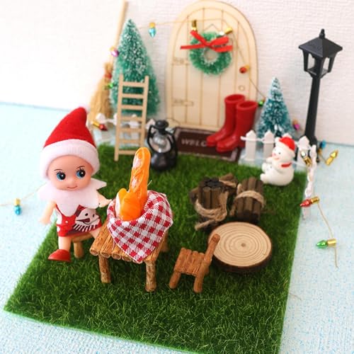 Wichtel Zubehör Weihnachten, Wichteltür Set, Weihnachts Miniatur Elfen Tür Set, Puppenhaus Weihnachten Szene, Weihnachts Miniatur Ornament Set, Miniatur Feentür Weihnachts Zubehör von Generisch