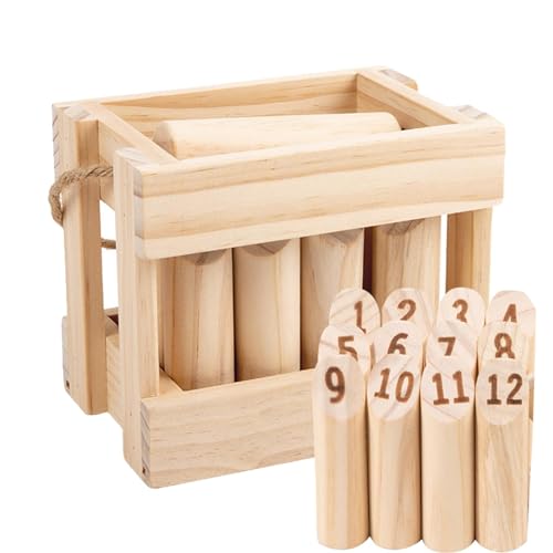 Wikinger-Schachspiel für den Außenbereich, Wurfspiel aus Holz | Wurfspiel-Set in Hinterhofgröße,Wikinger-Schachspiel im Freien, Rasenspielset aus Holz für Familienspaß, sicheres Wikinger-Schachspiel f von Generisch